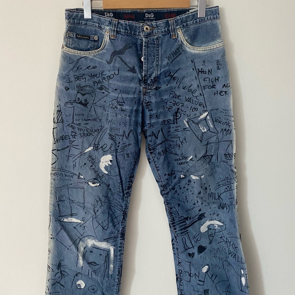 Dolce & Gabbana denim pants unisex 35/49 32 waist 36 length 42 hips unique print